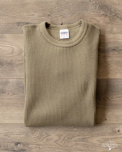 Waffle Withered - - IHTL-1301-OLV Thermal Heart - Neck Olive Crew Fig Knit Iron –